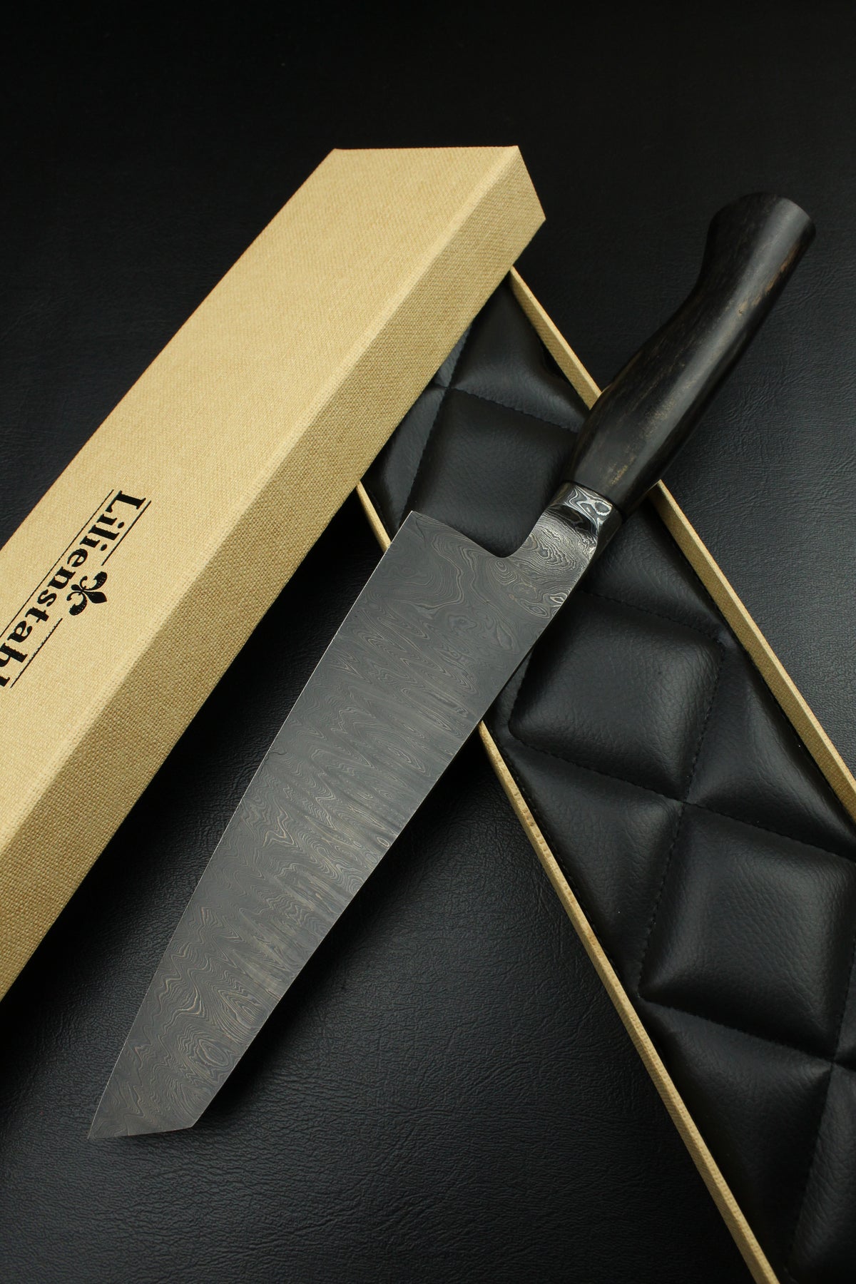 Gyuto 205 Schwarzes Ebenholz Dunkler Damast