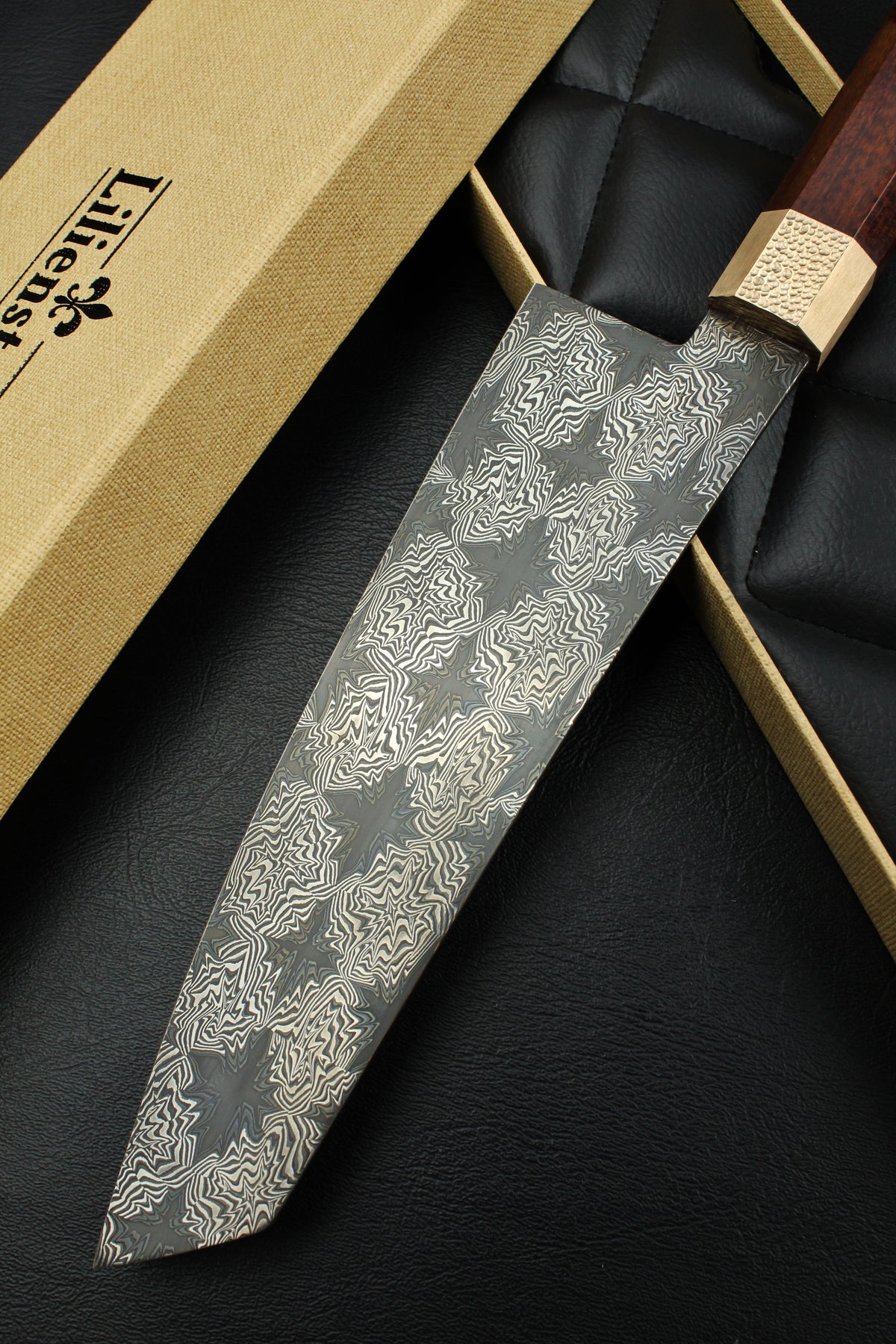 S Damaszener K-Tip Santoku Schlangenholz