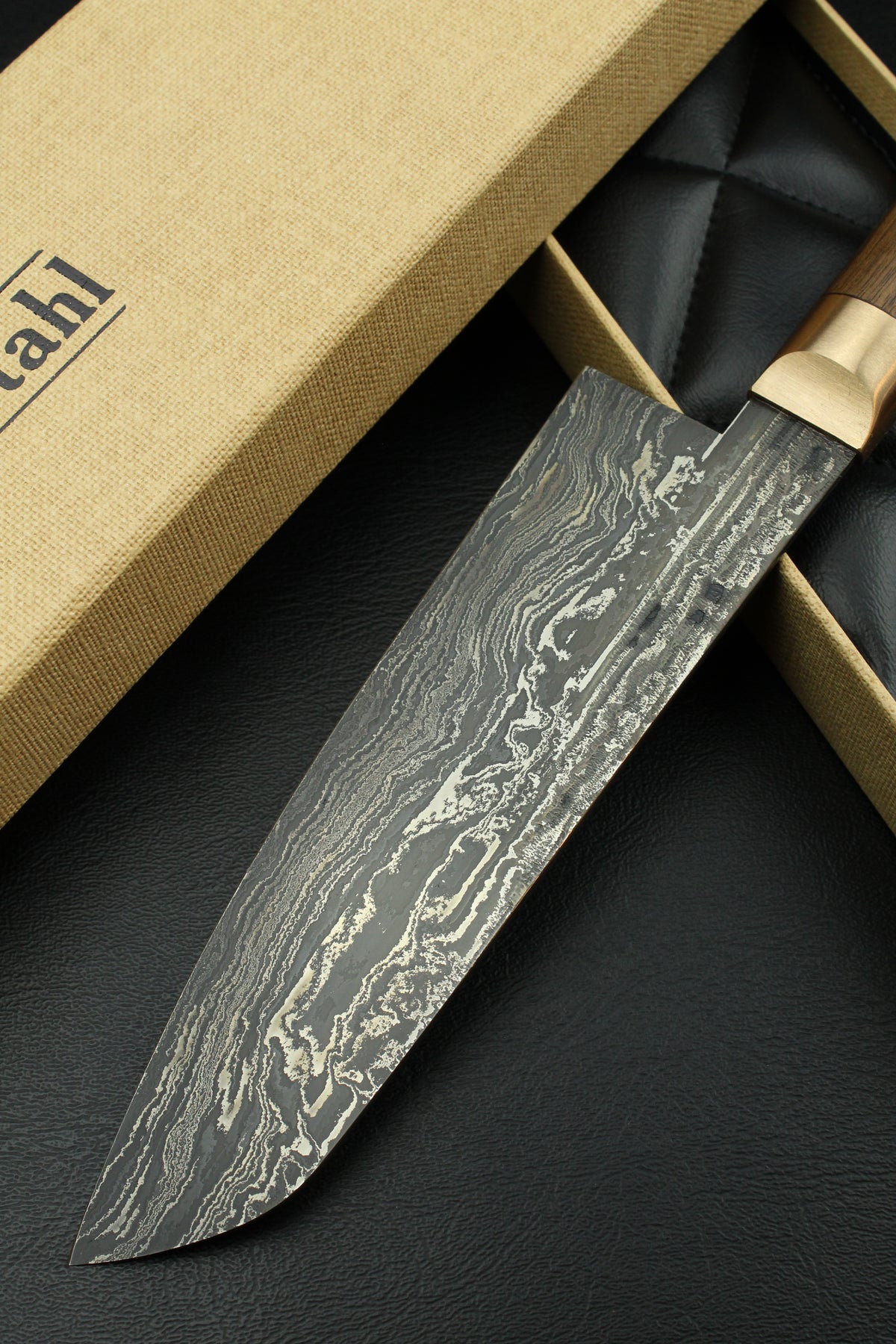 Damascus-Santoku aus deutschem Walnussholz (HK)