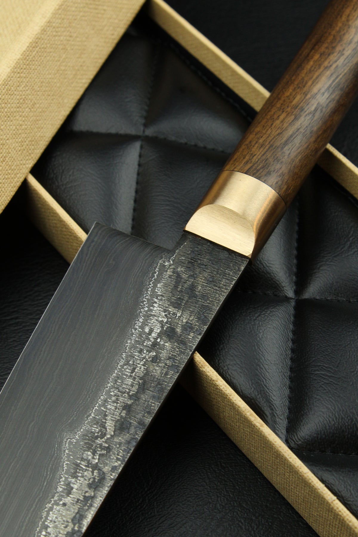 Damascus-Gyuto 500L aus deutschem Walnussholz