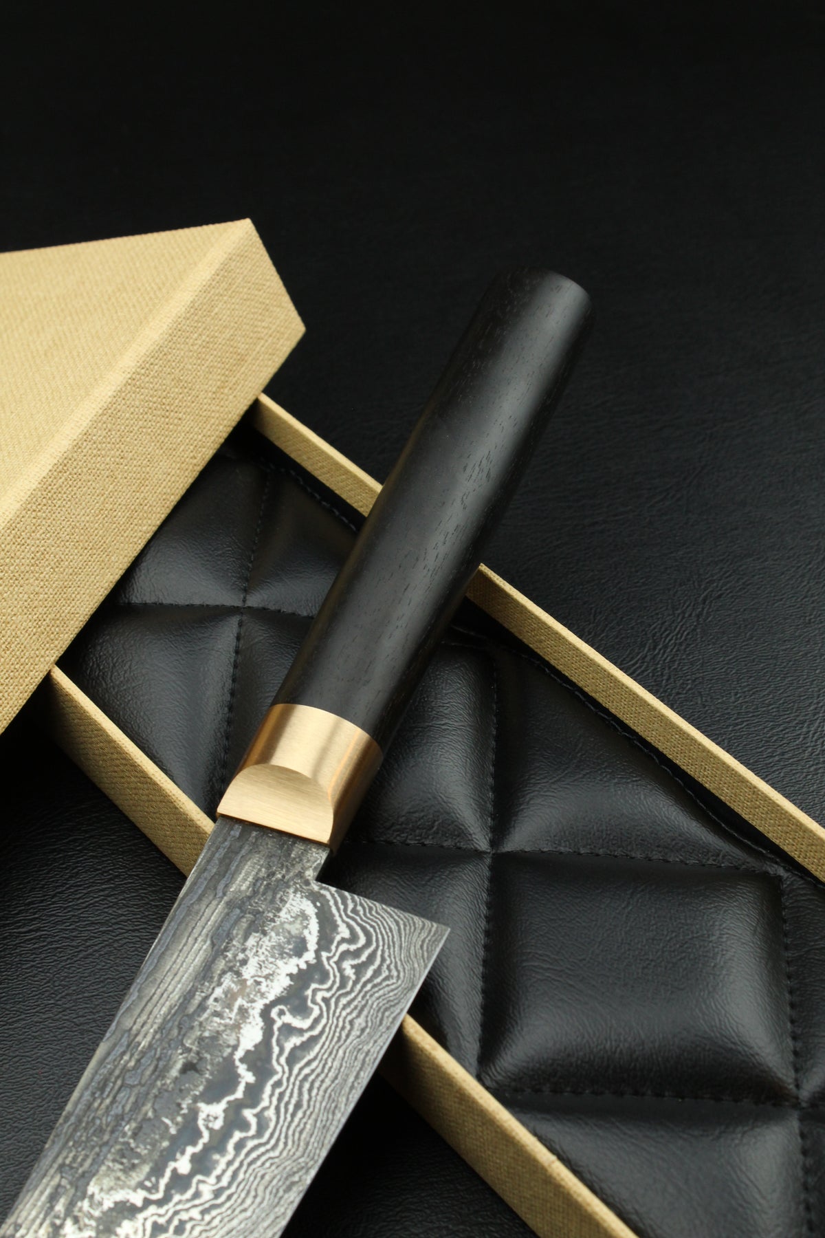 Damast-Gyuto 320L schwarzes Ebenholz 215