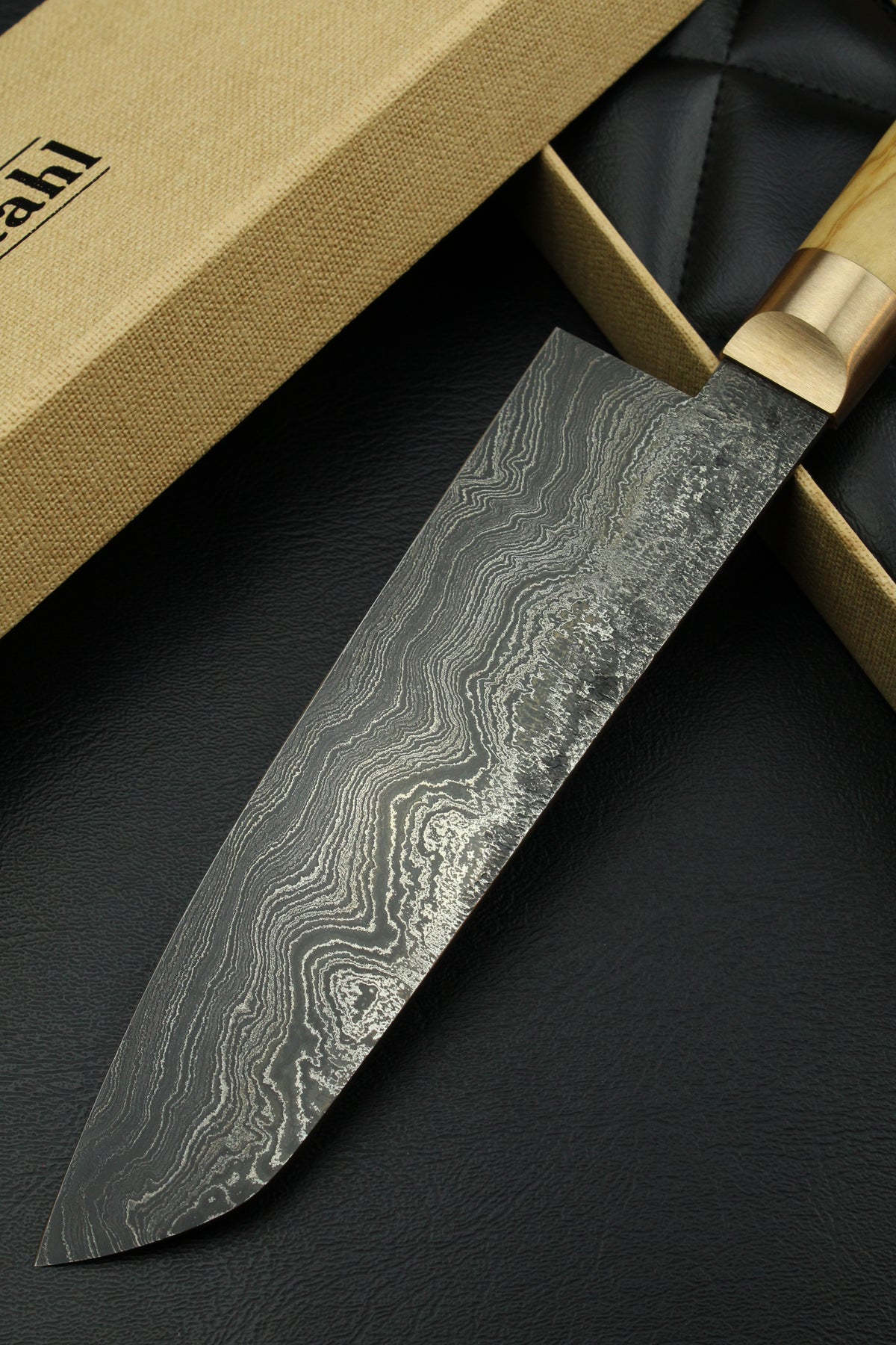 Damast-Santoku 500L Olive Oval