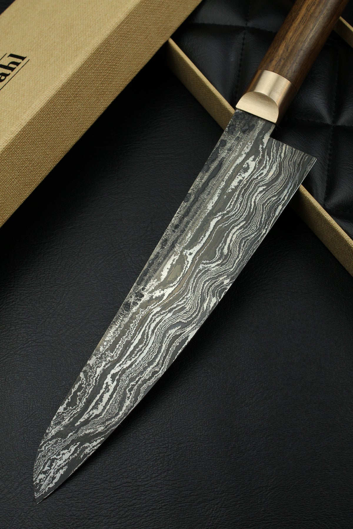 Gyuto-Messer Damast HK-Walnuss Oval