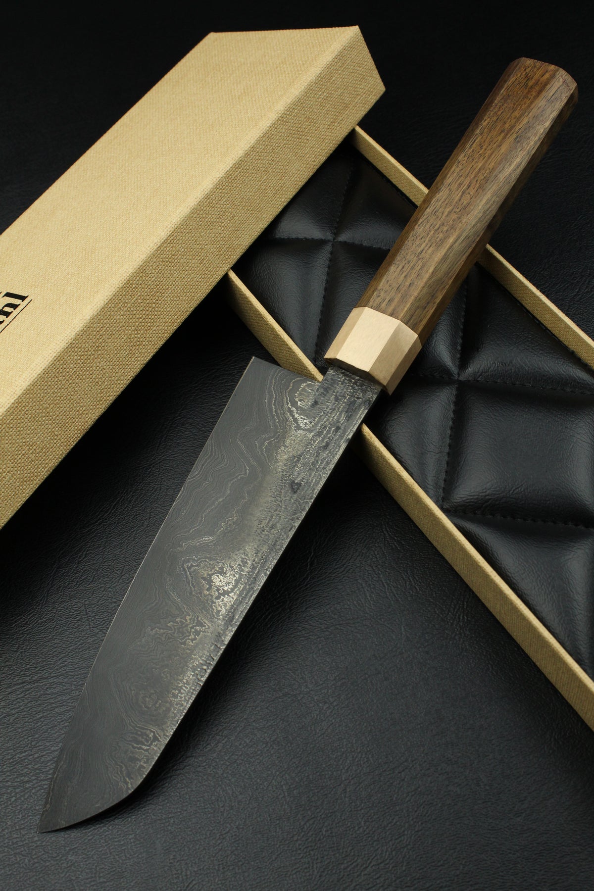 Damast-Santoku 500L Achteck Patina 1.0