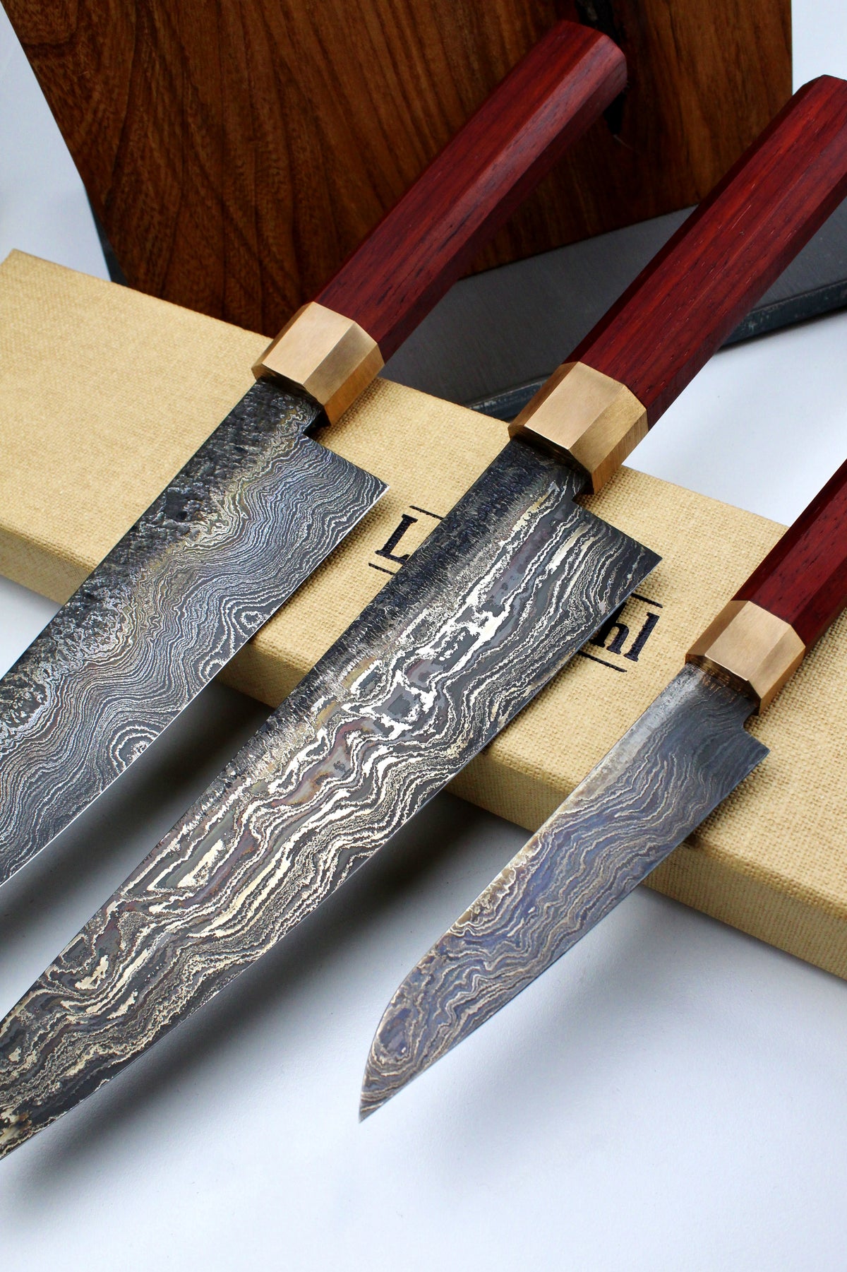 Premium-Messerset Achteck Padauk