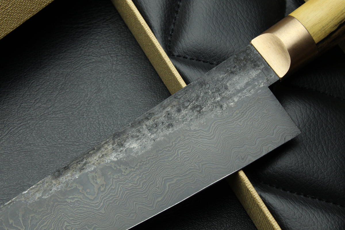 Gyuto 2 Schwarzes Damaszenerstahl B&W Königliches Ebenholz
