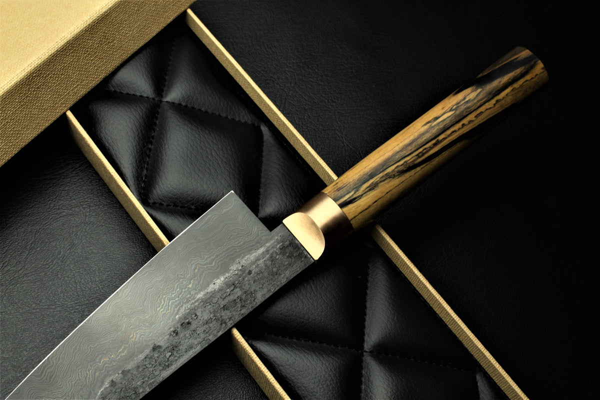 Gyuto 2 Schwarzes Damaszenerstahl B&W Königliches Ebenholz