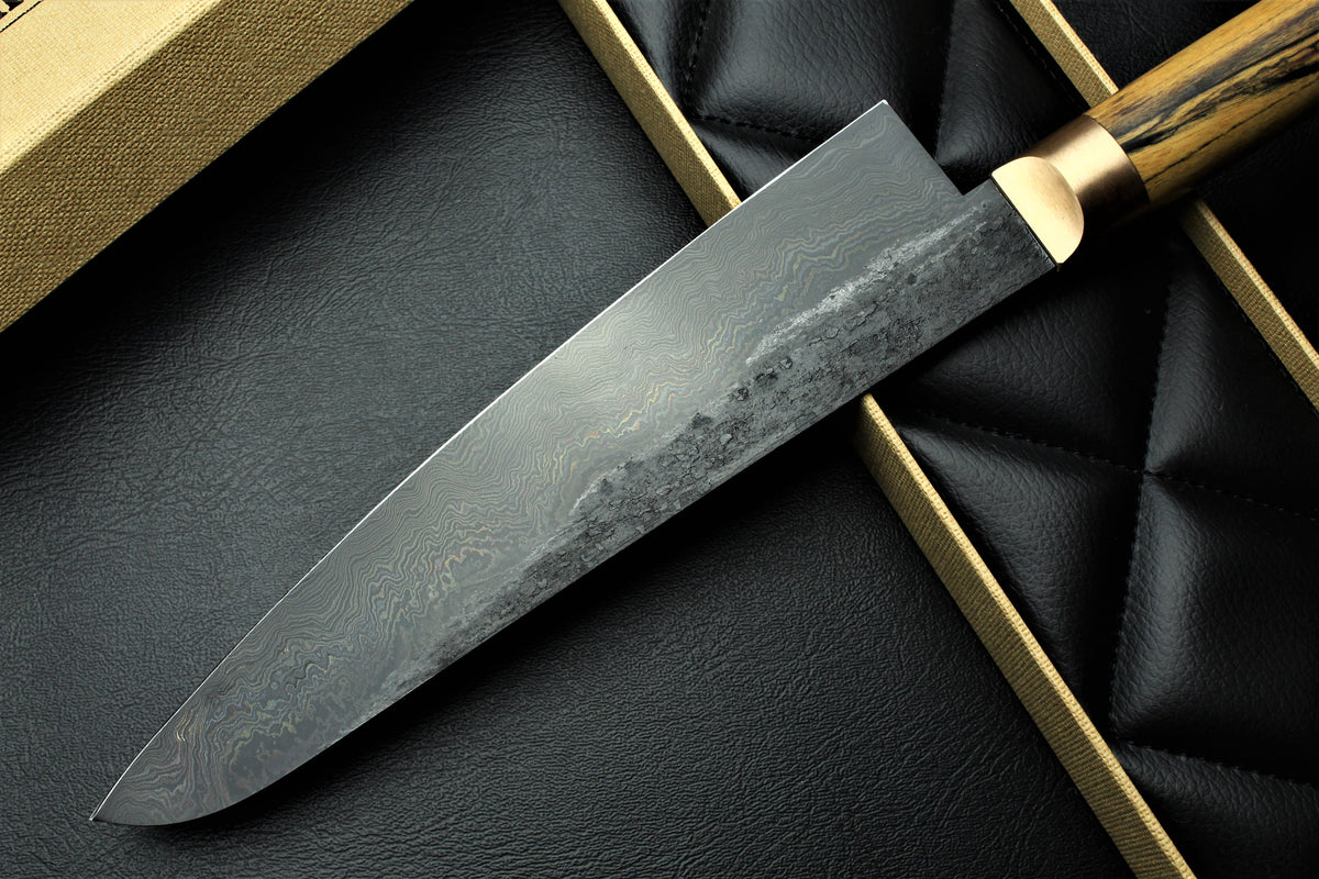 Gyuto 2 Schwarzes Damaszenerstahl B&W Königliches Ebenholz
