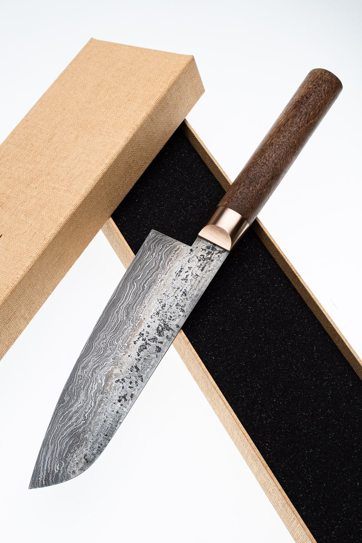 Damast-Santoku 500L Walnuss