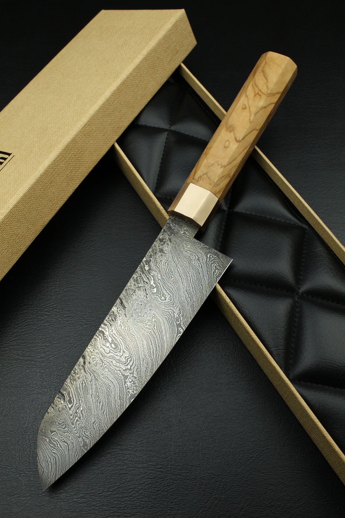 Damast-Santoku 215, achteckiger Griff, 2,3