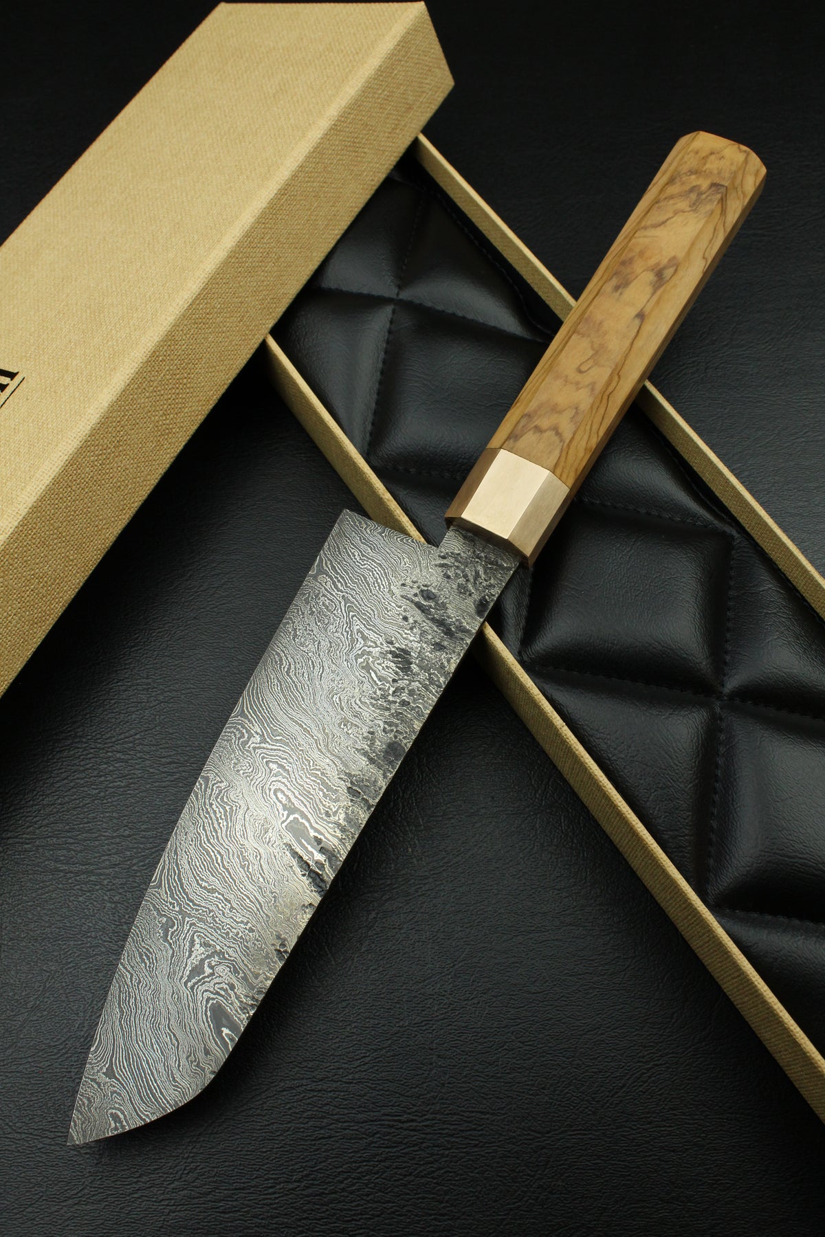 Damast-Santoku 215, achteckiger Griff, 2,3