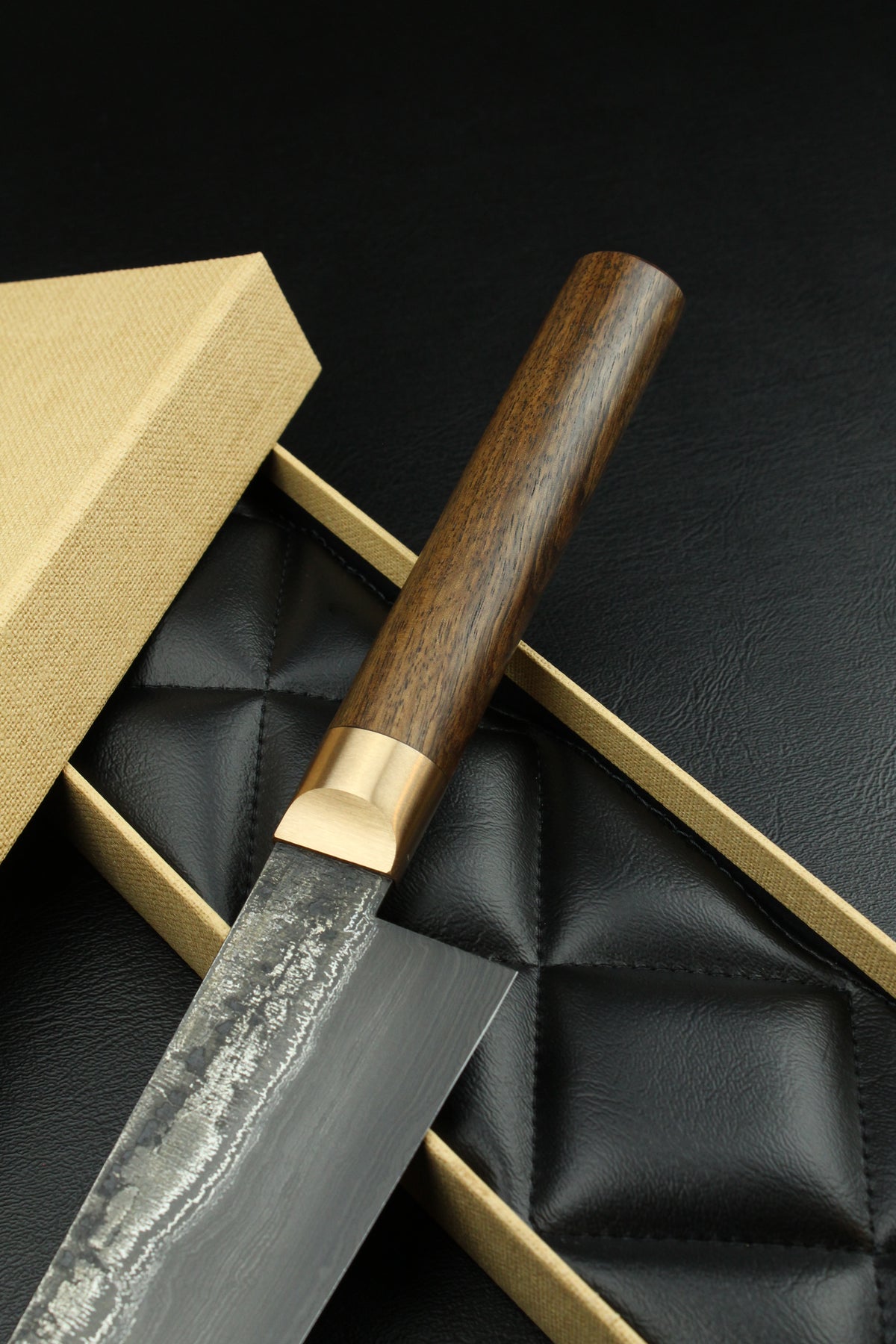 Damascus-Gyuto 500L aus deutschem Walnussholz