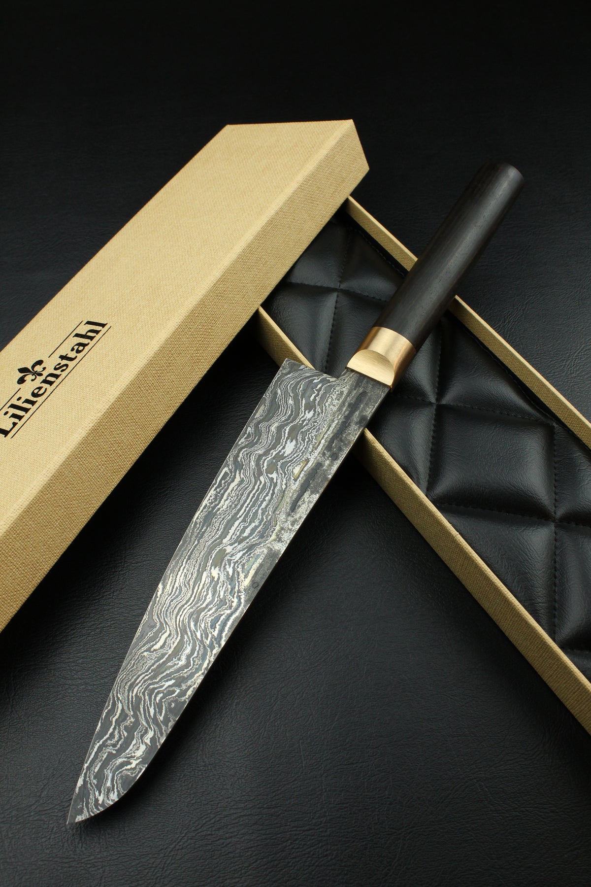 Damascus-Gyuto HK aus schwarzem Ebenholz 1,4