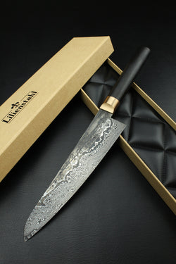 Damascus Gyuto 320L black ebony 215