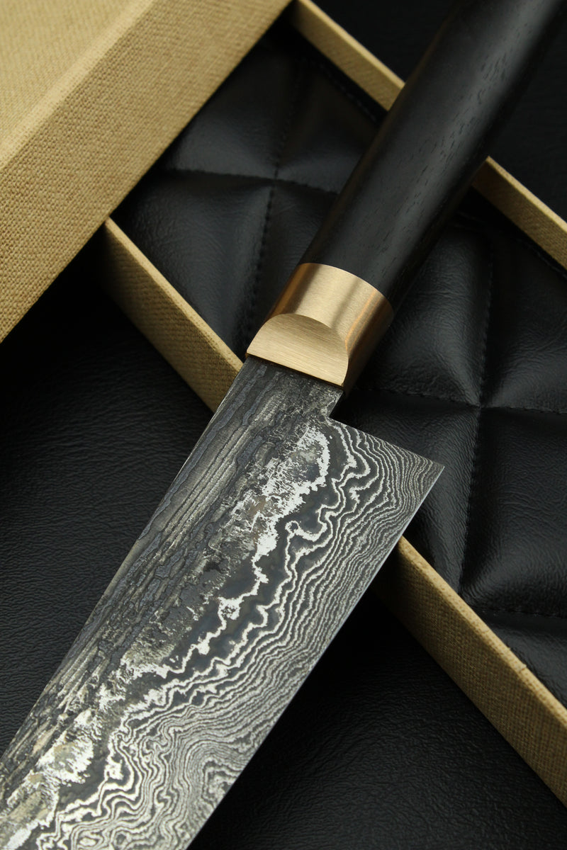 Damascus Gyuto 320L black ebony 215