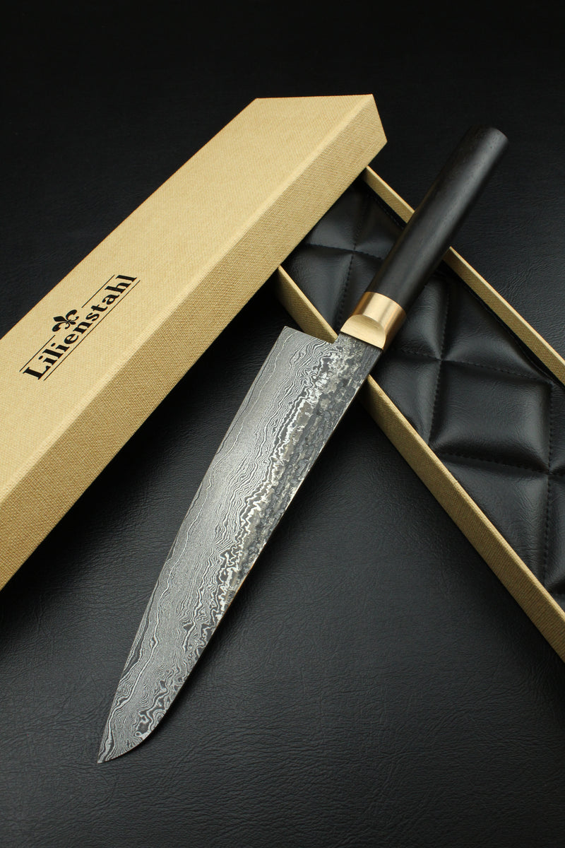 Damascus Gyuto 320L black ebony 215