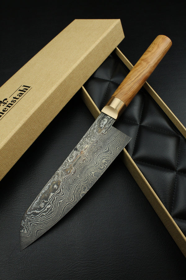 Damascus Santoku 320L Olive Oval 1.0