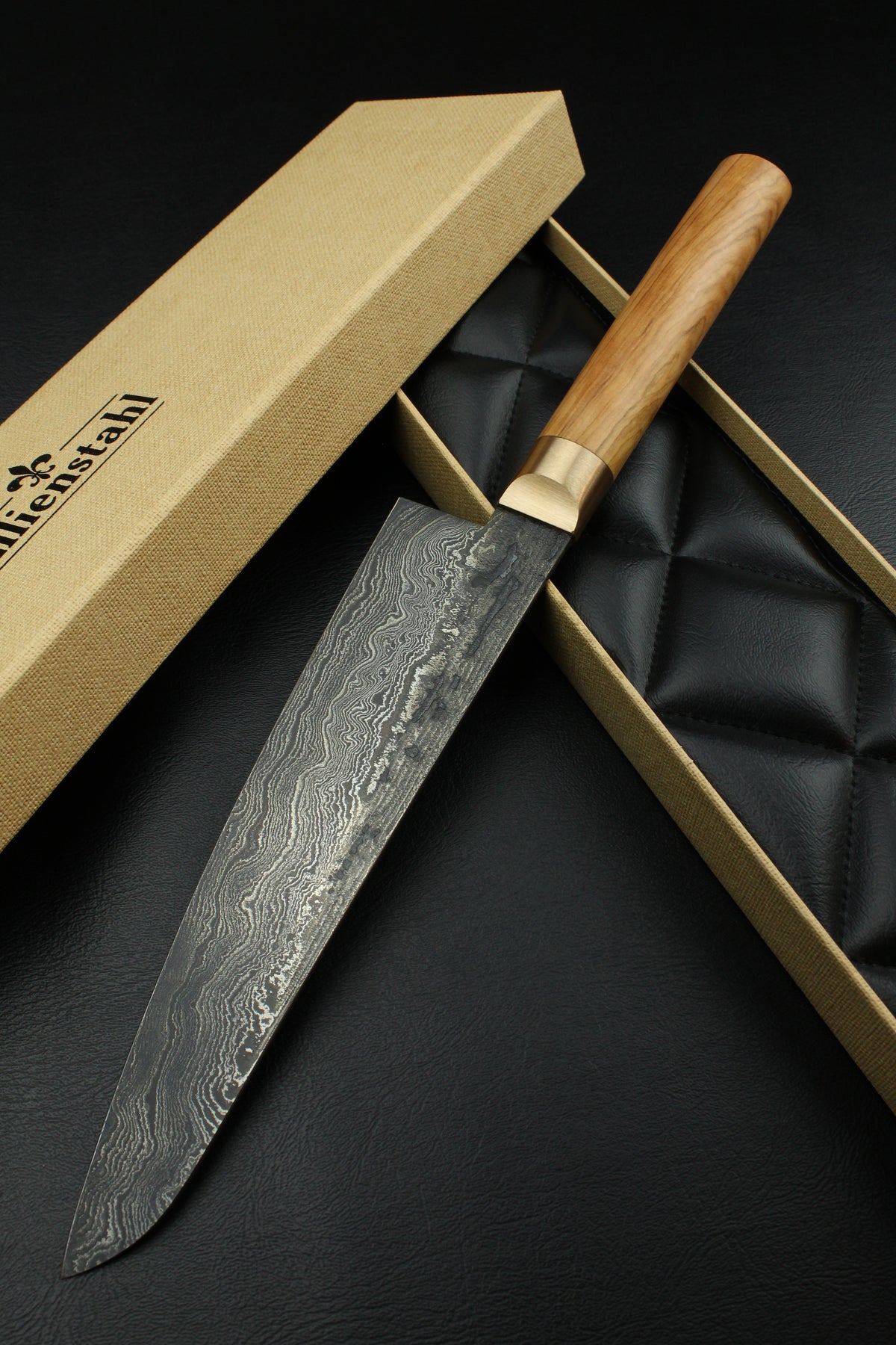 Damast-Gyuto 320L Olive Oval 2.0