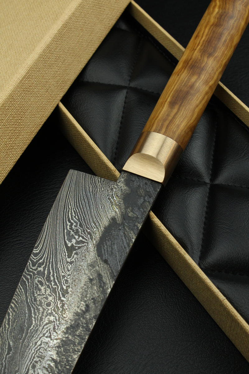 Damascus Gyuto Torsion Olive Oval