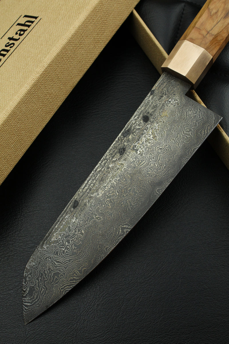 Damascus Santoku 320L Olive Octagonal