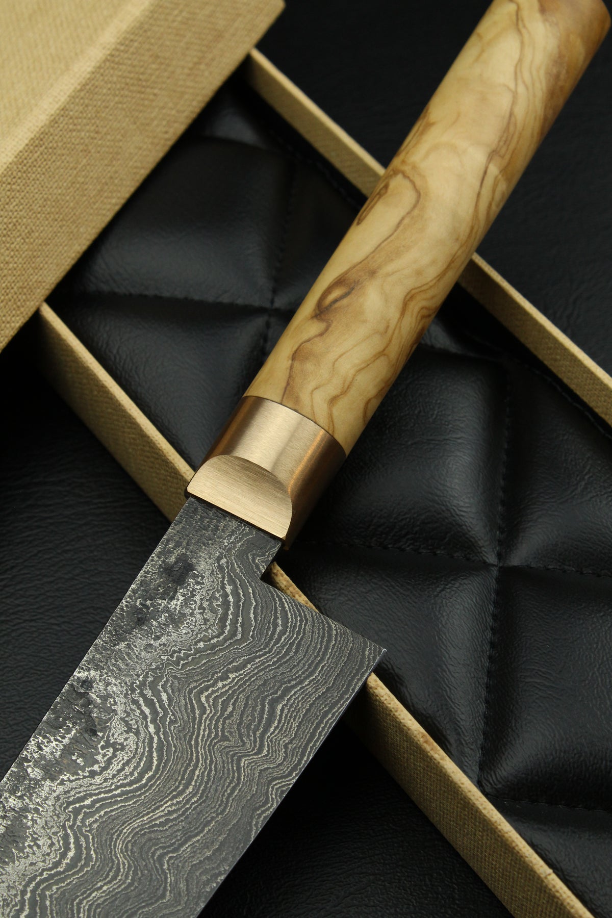 Damast-Santoku 500L Olive Oval