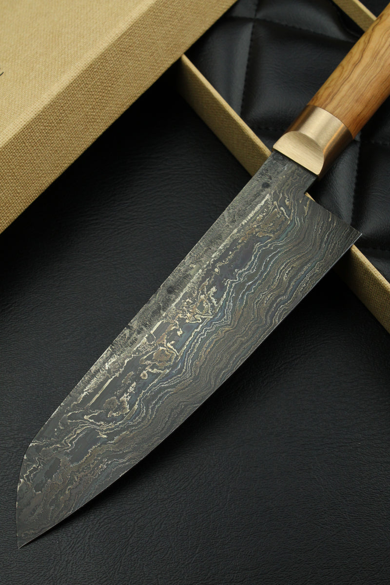 Damascus Santoku HK Olive Oval