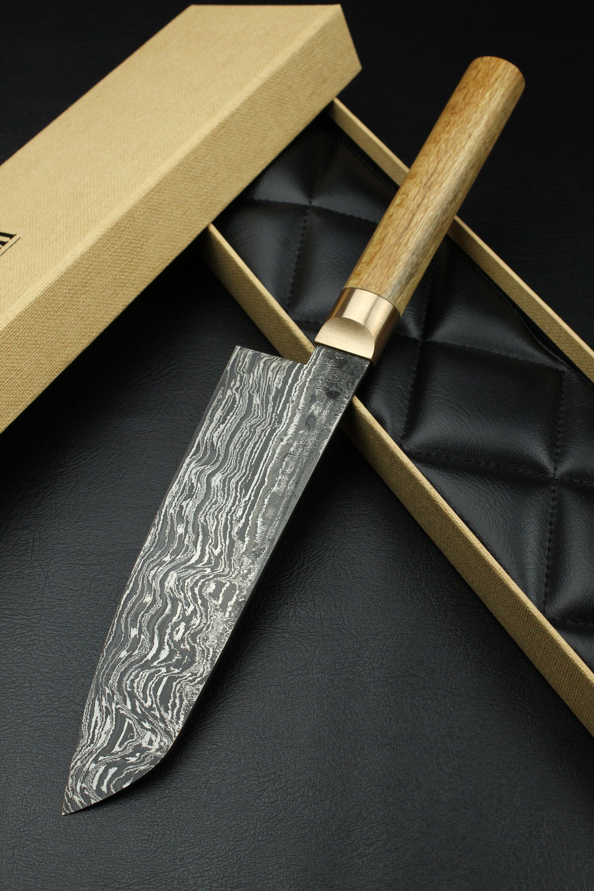 Damast-Santoku HK Buchenholz
