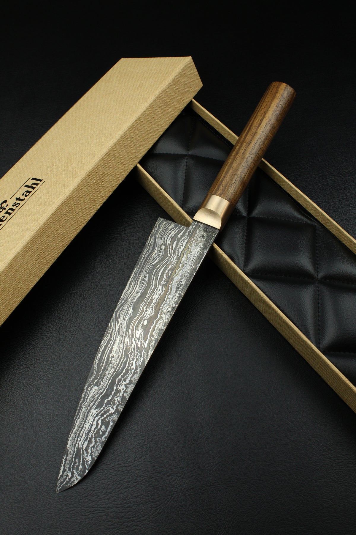 Gyuto-Messer Damast HK-Walnuss Oval