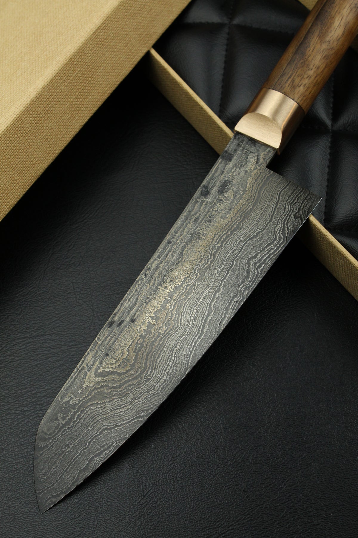 Damast-Santoku  500L Oval Patina