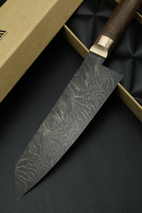 Damascus Santoku HK-Torsion black Patina