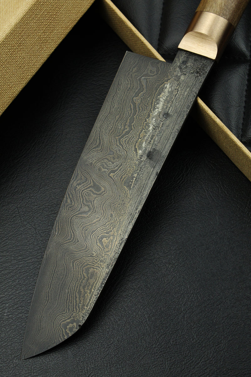 Damascus Santoku Patina 320L Walnut Oval