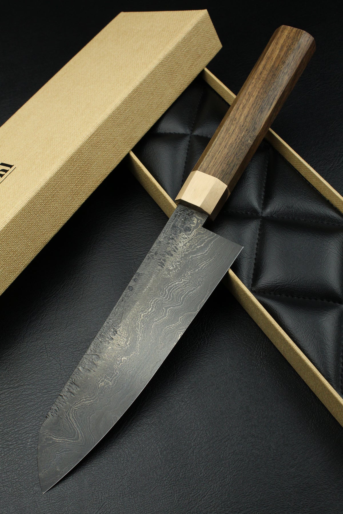 Damast-Santoku 500L Achteck Patina 1.0