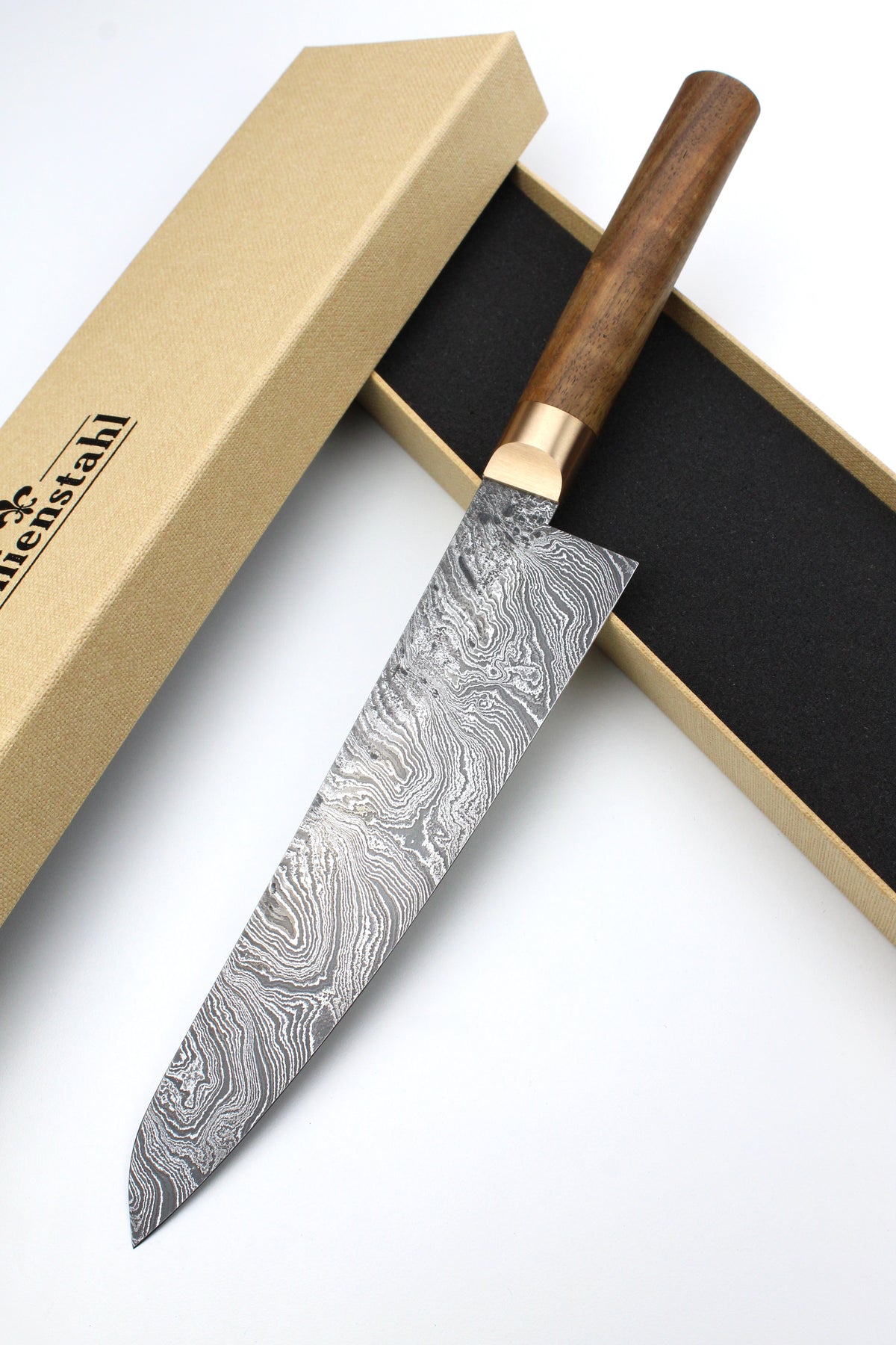 Gyuto Damast HL Torsion Walnuss