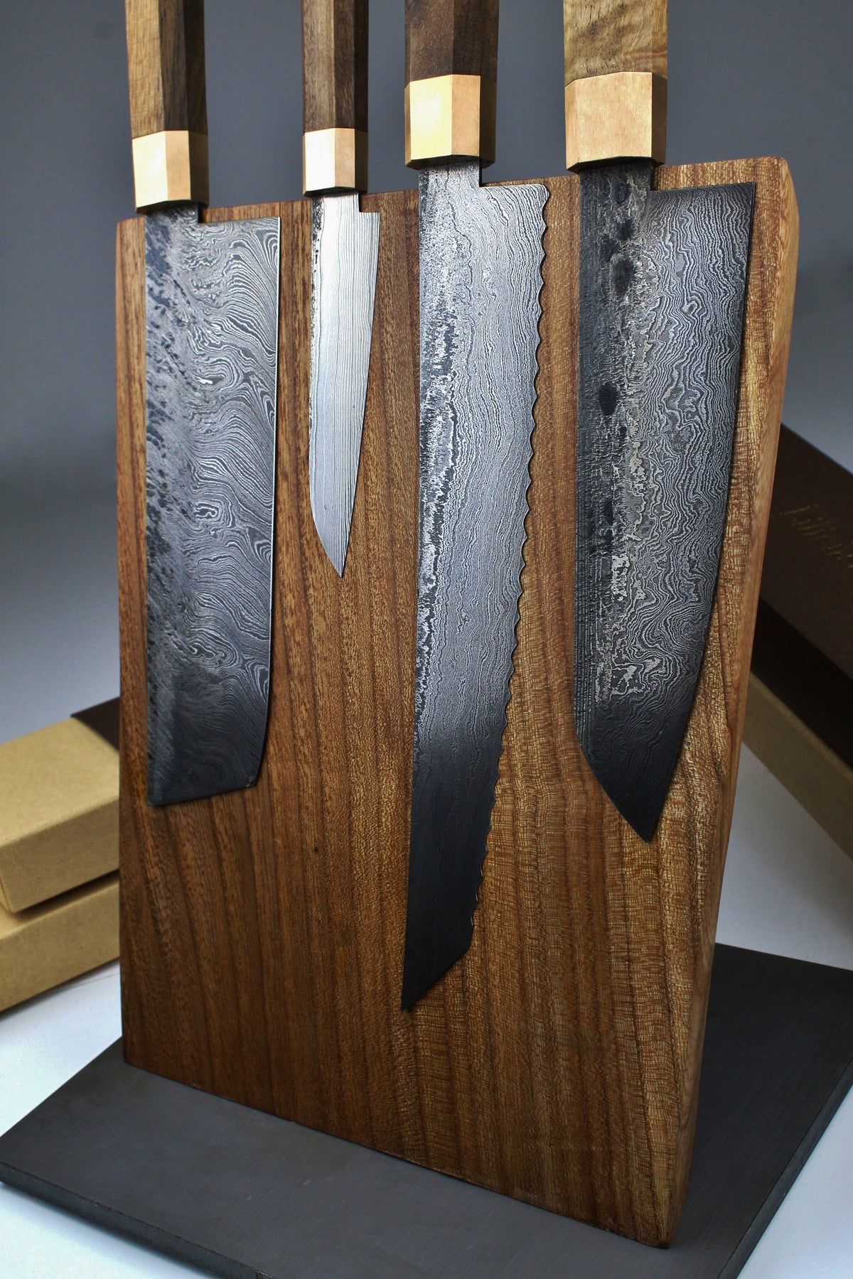Premium-Messer-Set Achteck Nussbaum