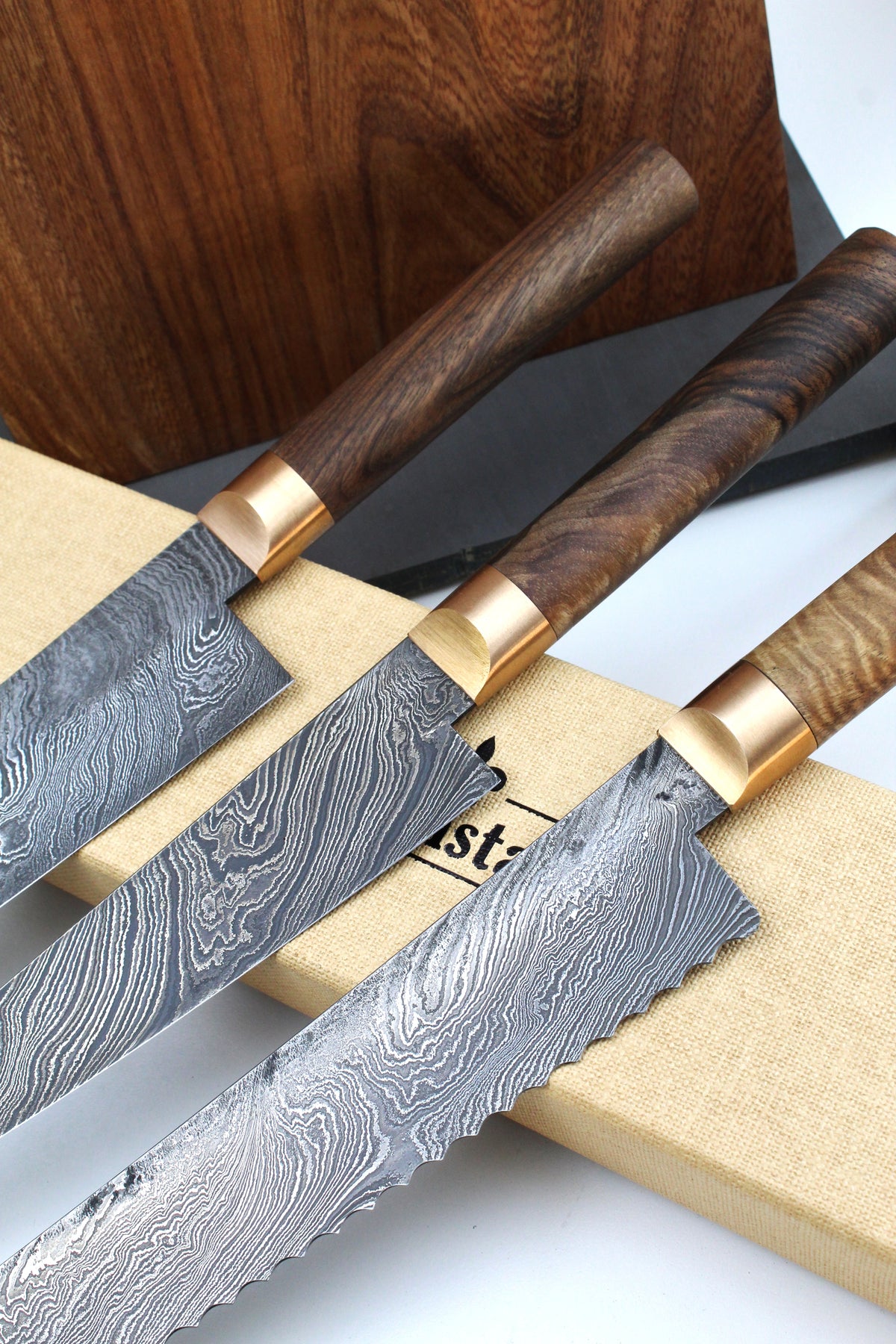 Premium-Messer-Set Oval Nussbaum
