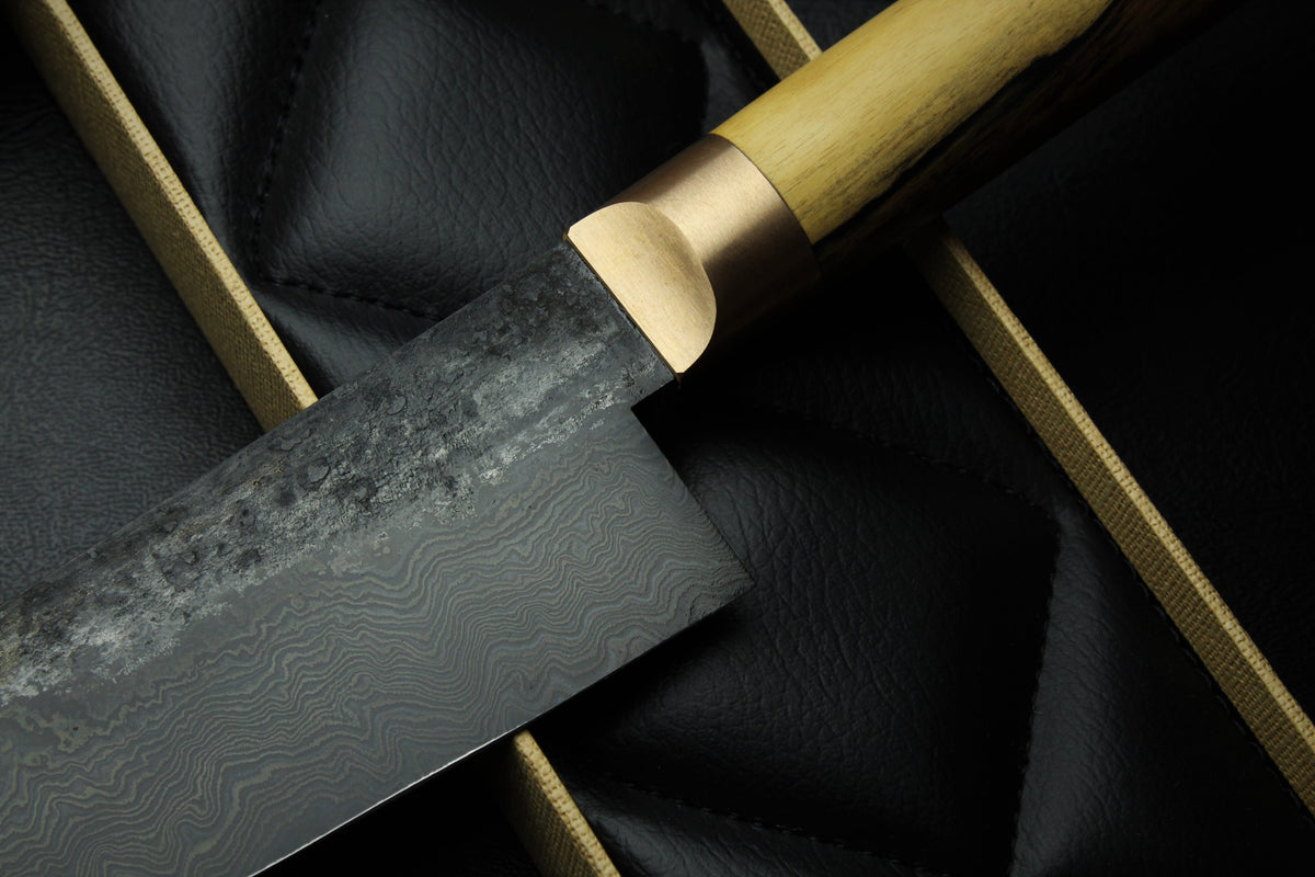 Gyuto 2 Schwarzes Damaszenerstahl B&W Königliches Ebenholz
