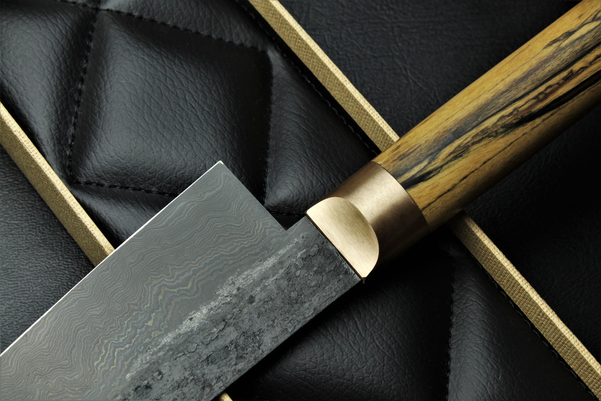Gyuto 2 Schwarzes Damaszenerstahl B&W Königliches Ebenholz